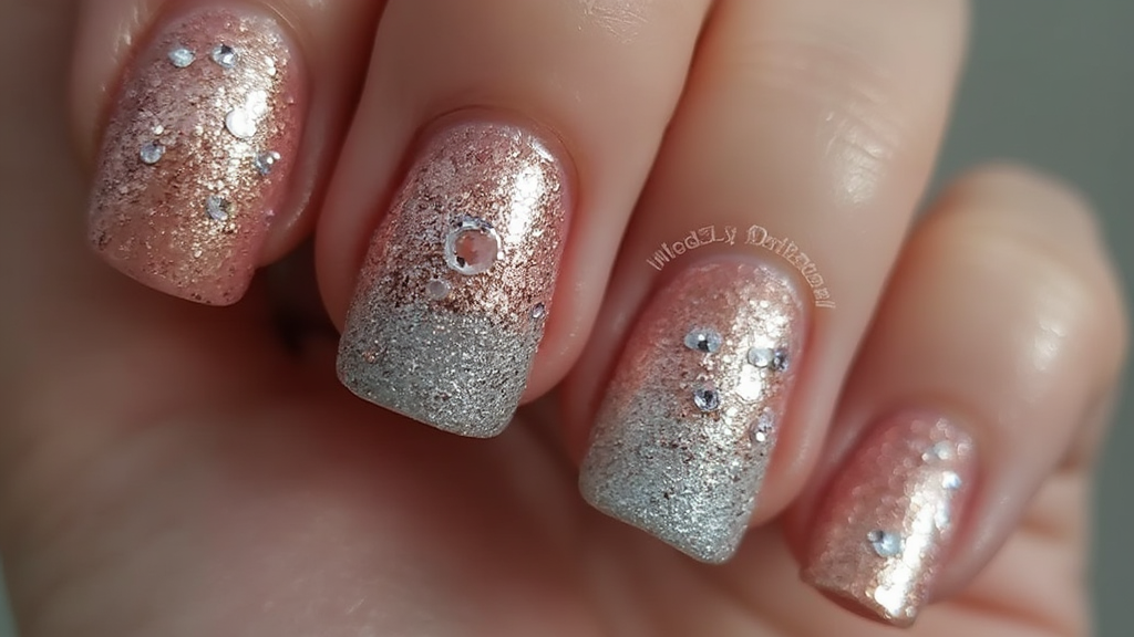 Glitter Initials on Ombre Nails