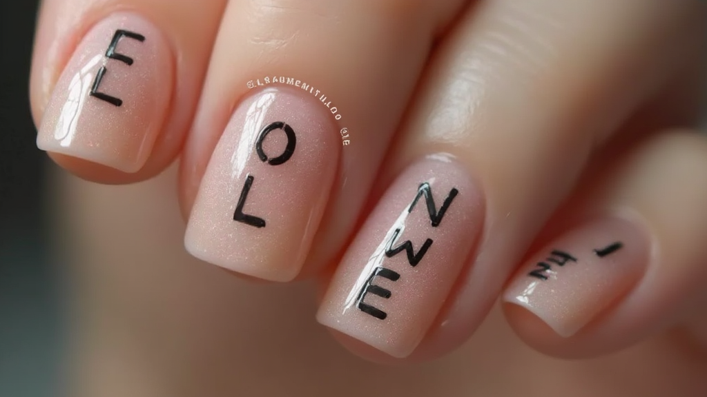 Minimalist Initials on Nude Nails